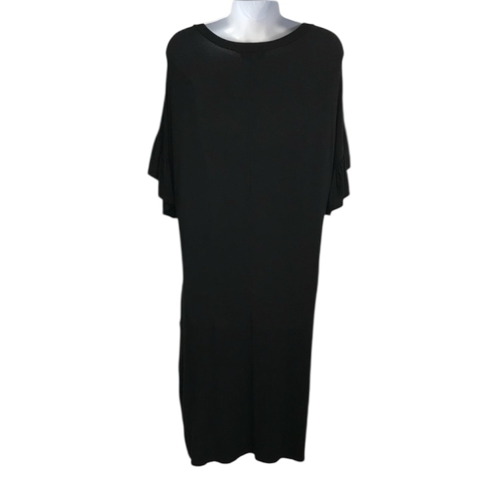 Boutique Women’s XL Perfect Peach Black Lightweight SS Ruffle Sleeve Dress EUC - Picture 2 of 12